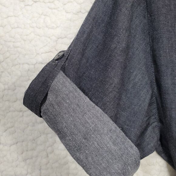 She's Cool Black Chambray Shirt Dress size Lg Roll-Tab 3/4 Sleeve Roll-Tab Hem - Picture 7 of 15